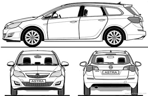 2010 Opel Astra Sports Tourer Wagon blueprints free - Outlines