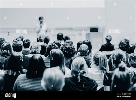 Woman Giving Presentation On Business Conference Event Stock Photo Alamy
