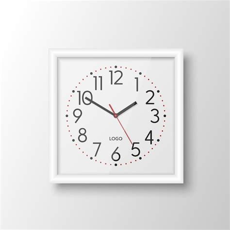 Vector 3d Templata de diseño de reloj de oficina de pared cuadrado