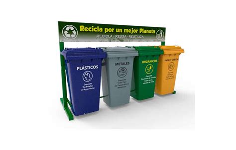 Punto EcolÓgico Con Ruedas Para 4 Basureros Cod 111 Basureros Para Reciclaje Y Puntos Ecológicos