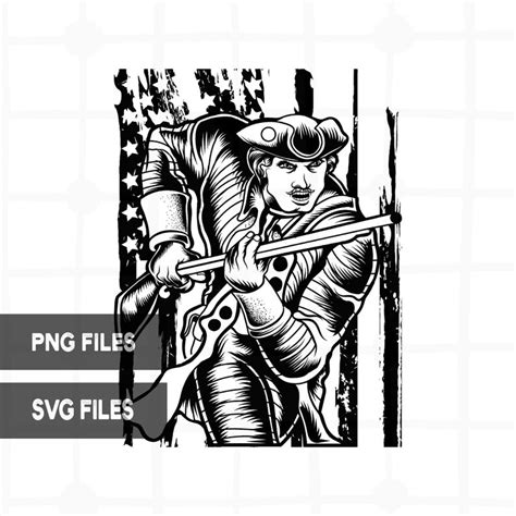 Minuteman Patriot Soldier American Flag Png Svg Vector File Etsy