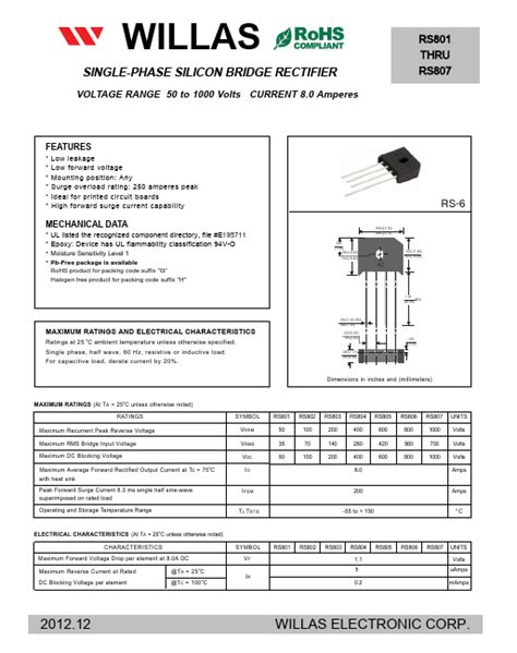 RS801 RECTIFIER Datasheet Distributor Stock And Price