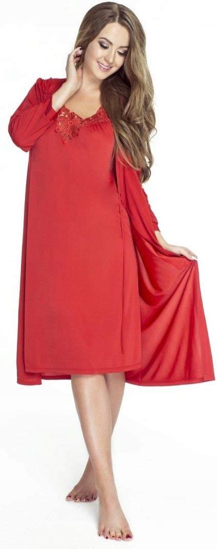 MEWA Lingerie Piękny peniuar damski Laura wiązany w pasie Czerwony Ceny i opinie Ceneo pl