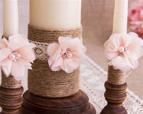 Rustic Wedding Candles Rustic Unity Candle Set Wedding Unity Candle