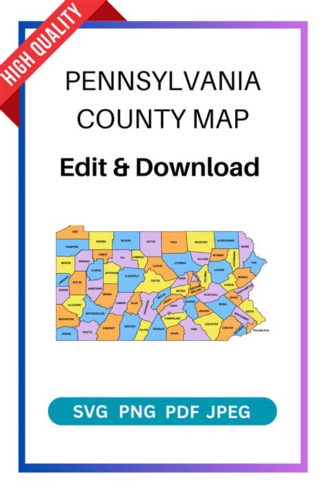 Pennsylvania County Map: Editable & Printable State County Maps