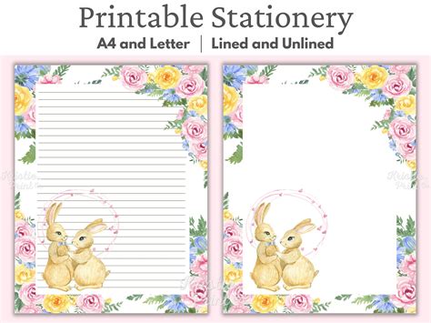 Spring Stationary Set Easter Bunny Stationery Cute Letter Writing