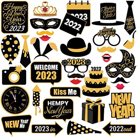 New Years Eve Photo Booth Props 2023 Pack Of 35 Shiny New Years