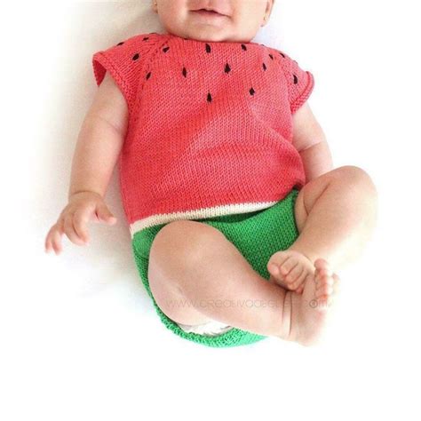 5 Sizes Knitted Watermelon Romper Knitting Pattern By Creativa