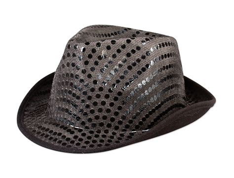 S9495 Black Sequin Fedora Hat