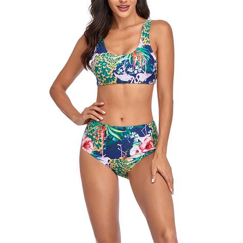 Damen Zweiteiler Badeanzug Hohe Taille Bikini Kaufland De