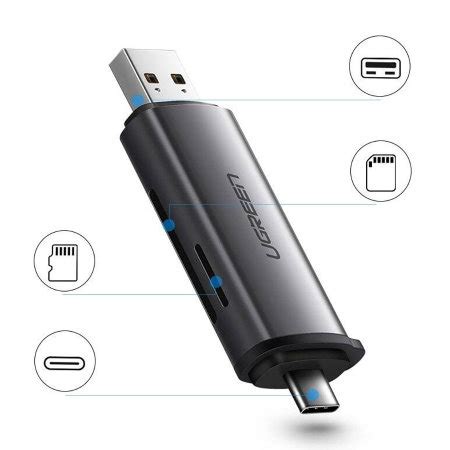 Ugreen 2 In 1 Portable TF SD Card Reader Adapter For USB USB C