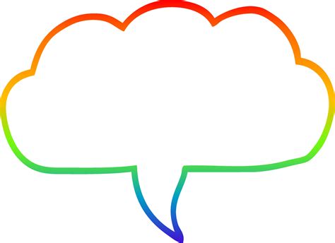 Rainbow Gradient Line Drawing Cartoon Cloud Speech Bubble 10600879