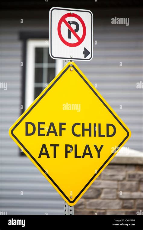 A Road Sign Warning Of A Deaf Child In Fort Mcmurray Alberta Canada