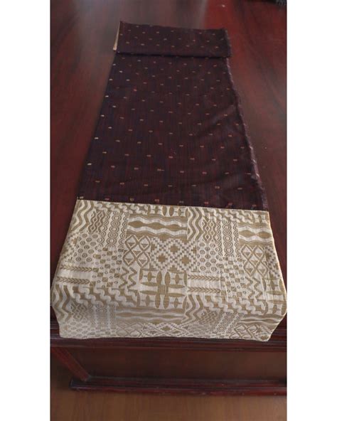 Maroon And Gold Mixed Motif Table Runner By Soulfully Indian The