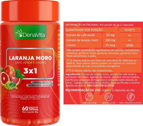 Kit 5x Extrato De Laranja Moro Café Verde Cromo Denavita