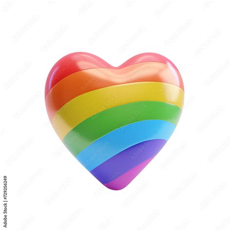 LGBT Gay Rainbow Flag In A Pride Heart Simple D Cartoon Illustration Isolated On Transparent