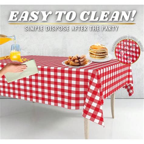 Red Gingham Checkered Pack Standard Disposable Plastic Party Picnic