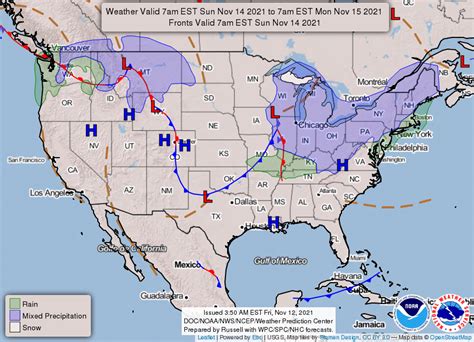 National Weather Service map Nov. 14, 2021 - Hallmark Times