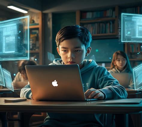 student  laptop  classroom premium ai generated image