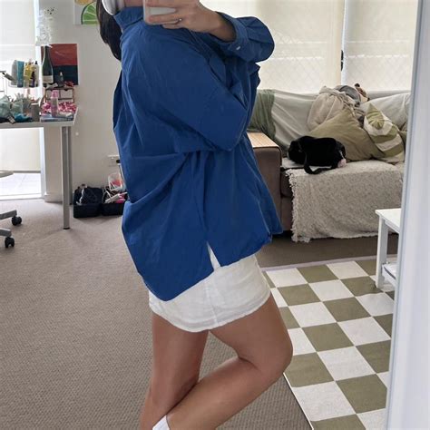 Nude Lucy Electric Blue Button Up Super Cute To Depop