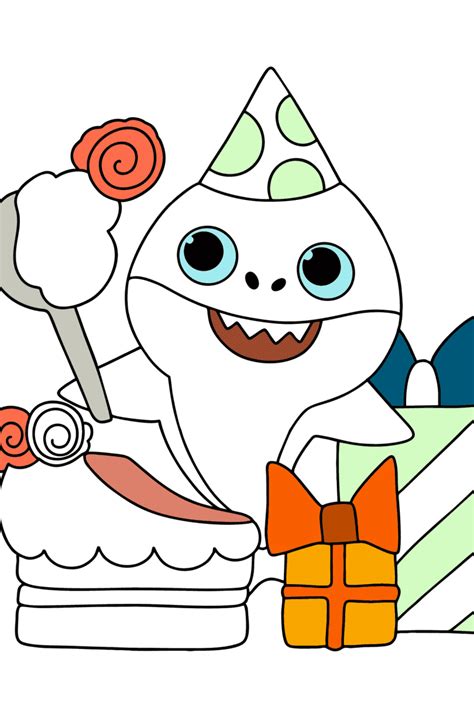 Tannfe og Baby Shark tegning til fargelegging ♥ Online og skrive ut!