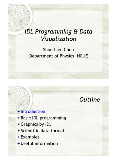 IDL Programming & Data Visualization: Shou-Lien Chen Department of ...