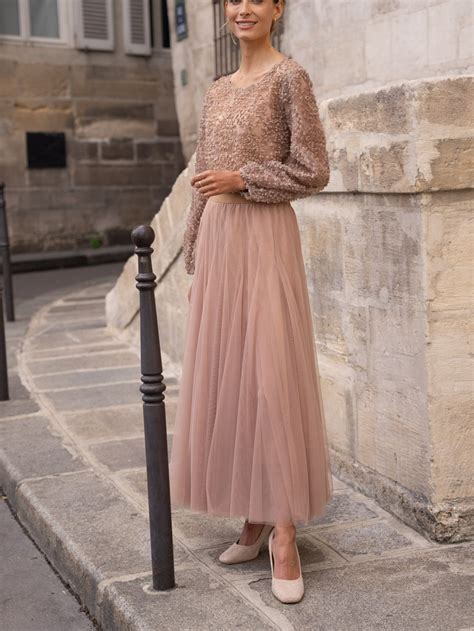 Long Brown Tulle Skirt Lana Glash