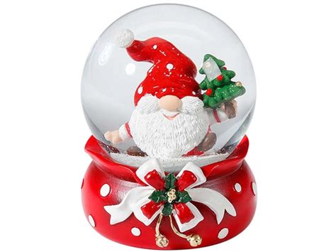 Schneekugel Weihnachtswichtel Polyresin Rot Ø 9 cm kaufen bei OBI