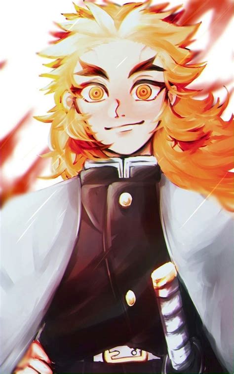 Demon Slayer Anime Character With Blonde Hair And Orange Eyes