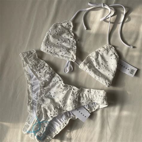 Topshop White Eyelet Bikini Us Size Size Depop