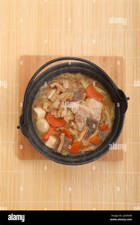 Hot Pot Of Pork Miso Soup Japanese Food Stock Photo Alamy