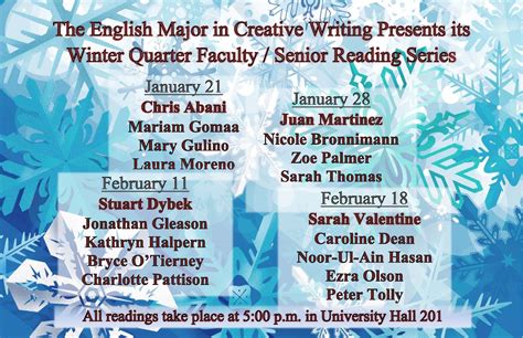 Senior Reading Series: Department of English - Northwestern University