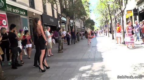 Naked Body Painted Blonde In Public