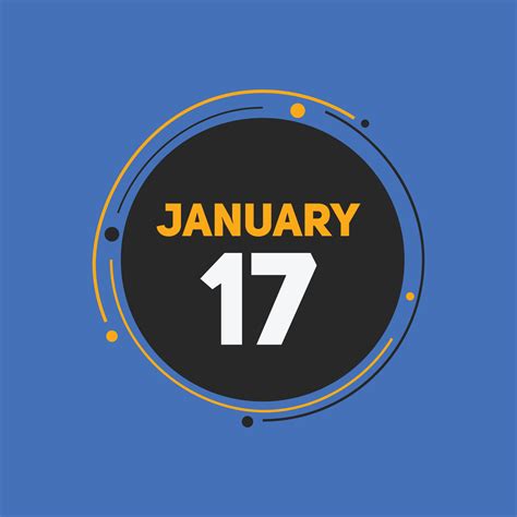 January 17 Calendar Reminder 17th January Daily Calendar Icon Template