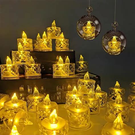 24 Pzas Velas Cristal Led Para Decorar Fiestas Boda Cuotas sin interés