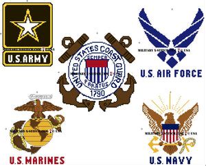 Five US Military Branches Logos PDF – Military XStitch Com