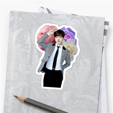 Pegatina Bts Jimin Flores En Colores Pastel De Lyvnie Redbubble