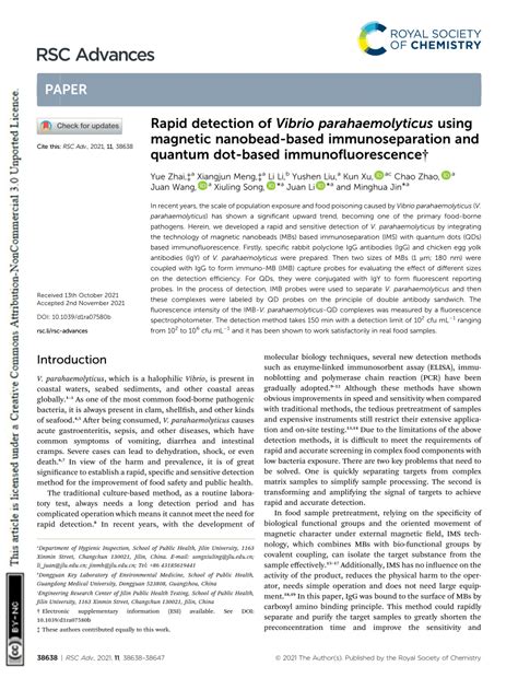 PDF Rapid Detection Of Vibrio Parahaemolyticus Using Magnetic