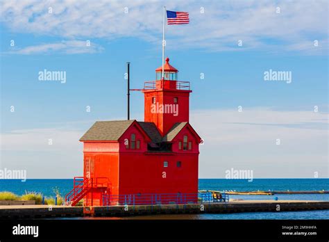 Holland Lighthouse Big Red On Lake Michigan Holland Michigan Usa