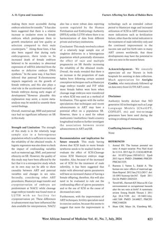 Analysis Of The Factors Affecting The Male Female Sex Ratio Of Babies Born Through Assisted
