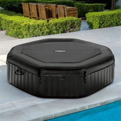 Intex Purespa Jet And Bubble Deluxe Person Inflatable Hot Tub Onyx Black