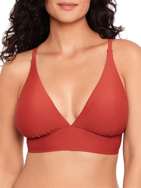 Time And Tru Women S And Women S Plus Size Rib Longline Bikini Top Walmart