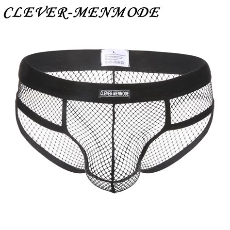 Briefs For Men Sexy Mesh Low Waist See Through Underpants Wrap Buttocks Breathable Male Lingerie