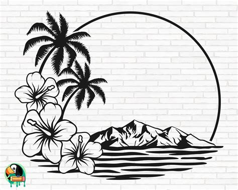 Hawaiian Flower Scene SVG Palm Tree Svg Hawaii Svg Aloha - Etsy UK