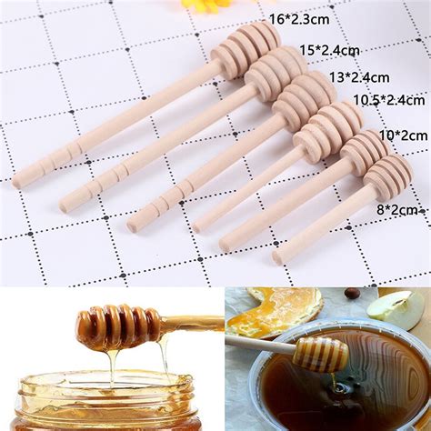 5pcs Wooden Mini Honey Spoon Honey Stir Bar For Honey Jar Supplies Eco