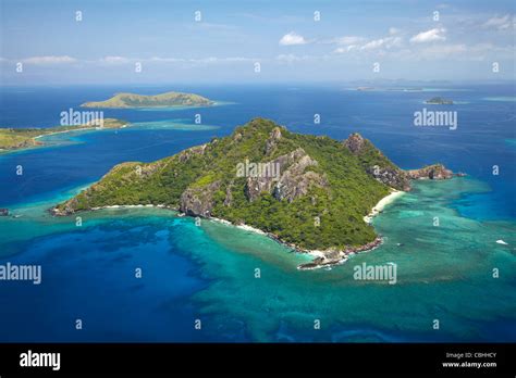 Monu Island Mamanuca Islands Fiji South Pacific Aerial Stock Photo