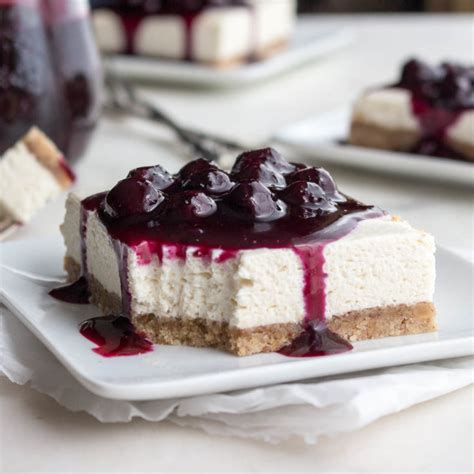 No Bake Cheesecake Bars Blueberry Sauce Low Carb Maven