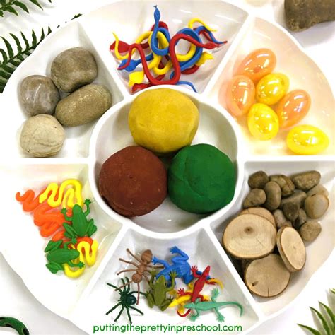 Reptile Theme Playdough Tray