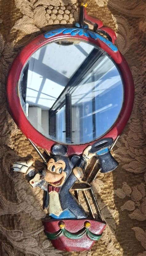 Mickey Mouse Cast Iron Hot Air Balloon Mirror Painted Room Decor