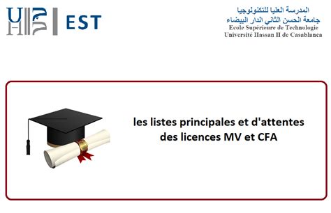 Les Listes Principales Et D Attentes Des Licences Mv Et Cfa Estc Website